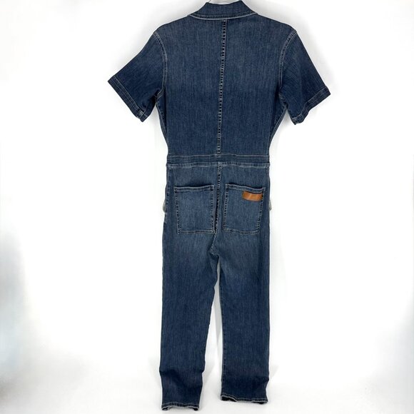Rivet Utility Rebel Short Sleeve Denim Jumpsuit Stone Wash Blue Size Small - Picture 4 of 13